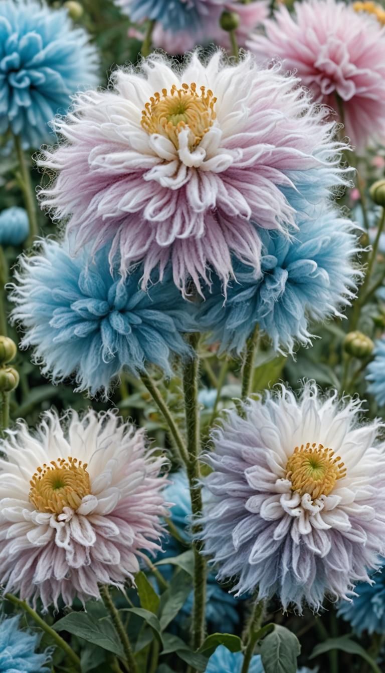Wool-Covered Fluffy Flowers: A Dreamy Visual