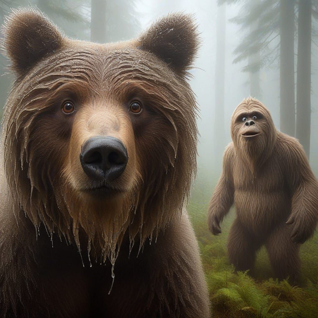 Close-Up Telephoto of a Surprised Grizzly Bear