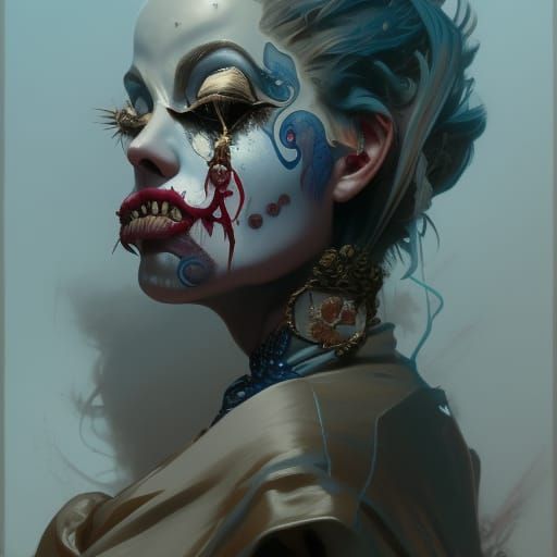 Undead Circus Performer Portrait in Detailed Digital Art