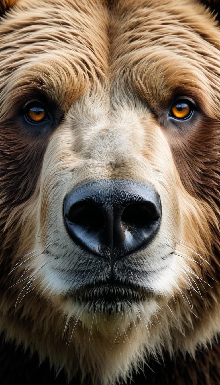 Obese Kodiak Bear: Crystal Eyes in Surreal Portrait