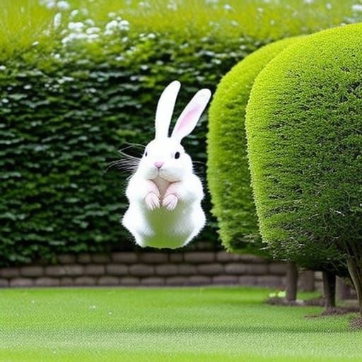Bouncing bunny in the garden