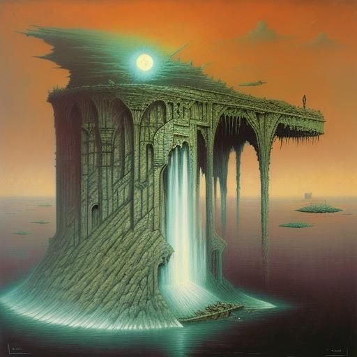 Dystopian Landscape in Beksiński Style