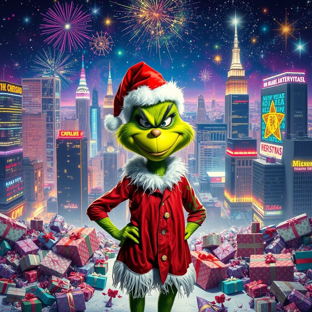 The Grinch's Neon New Year's Eve in a City of Broken Dreams