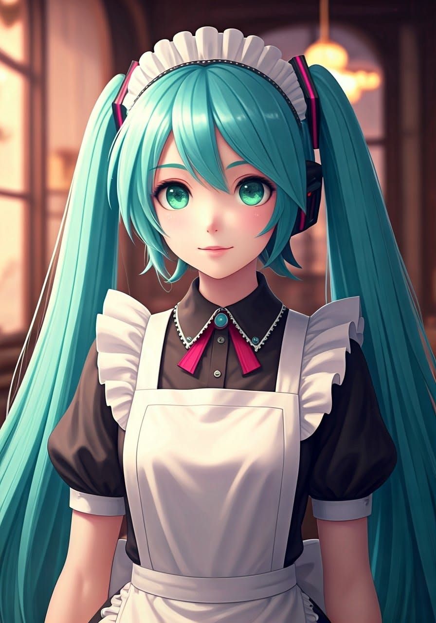 Hatsune Miku in Maid Cafe Uniform