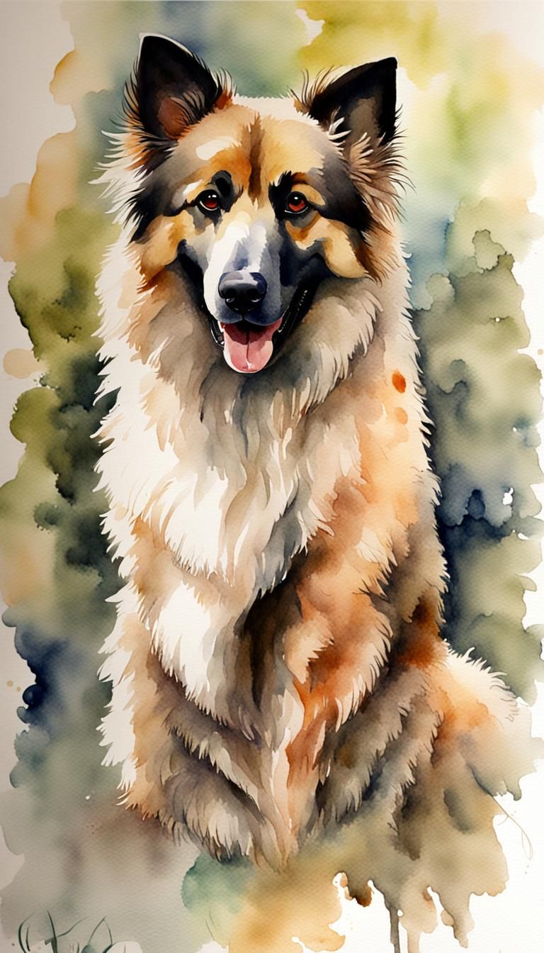 Watercolor Painting of a Tervuren Dog
