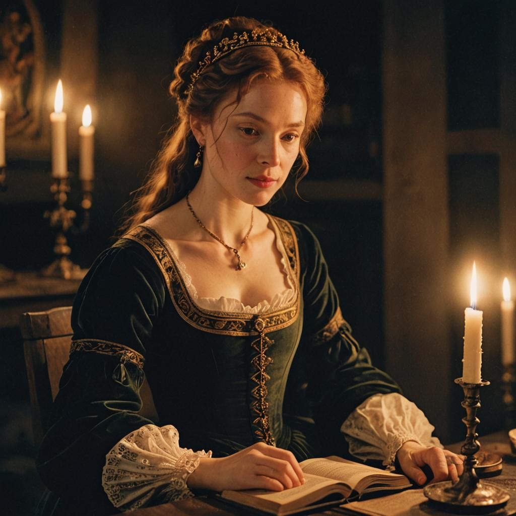 16th Century Lady Portrait by Candlelight