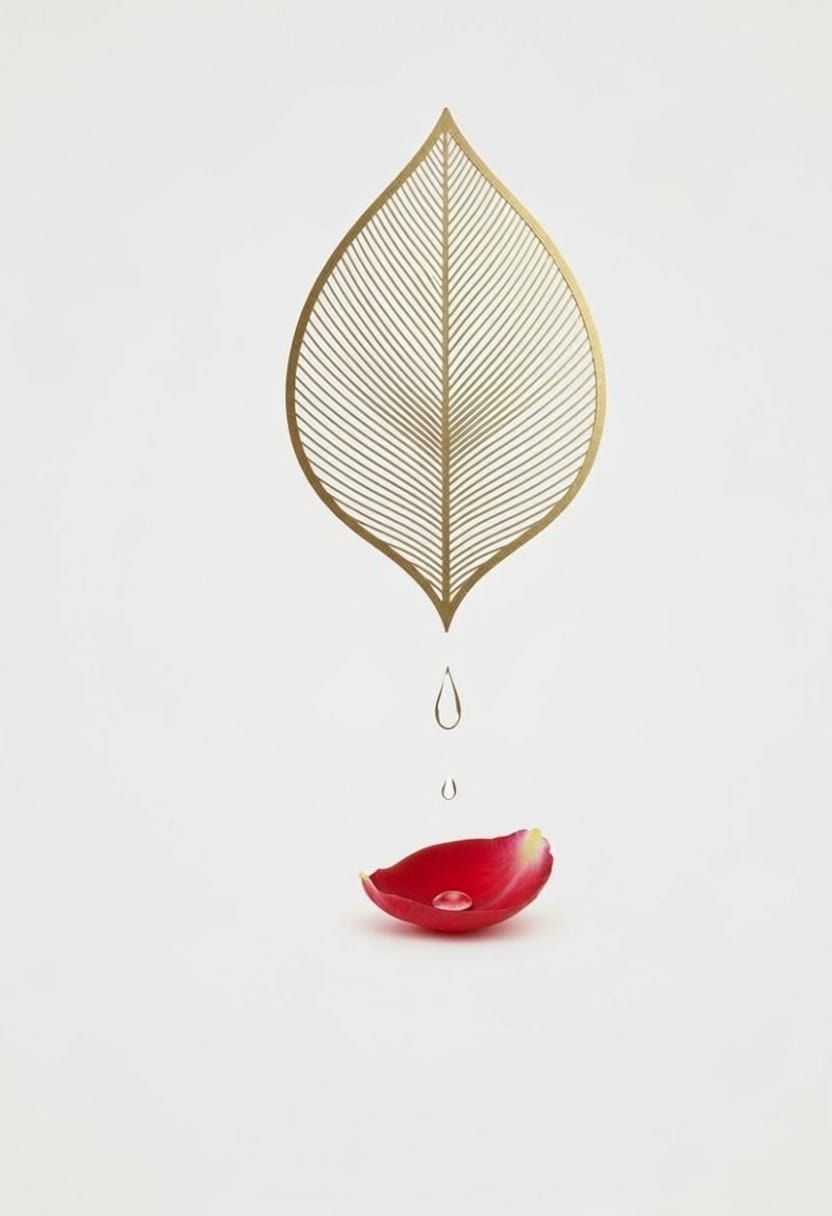 Minimalist Gold Leaf Rose Petal Art
