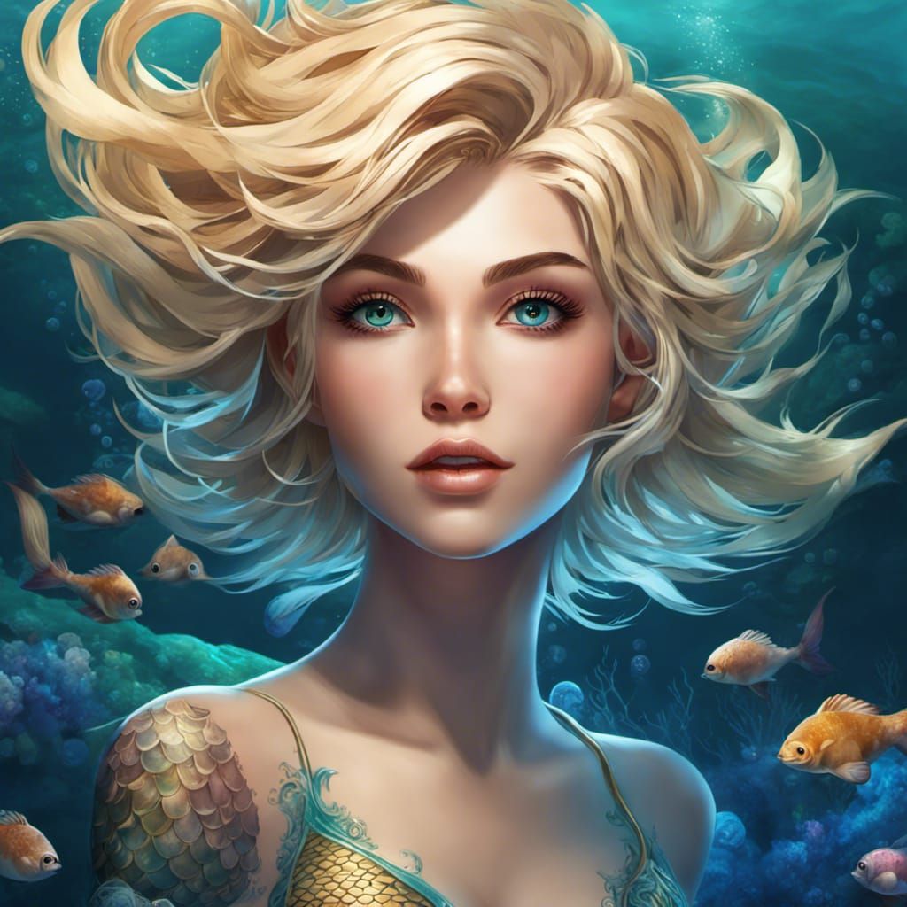 Anime Mermaid Portrait in Deep Color