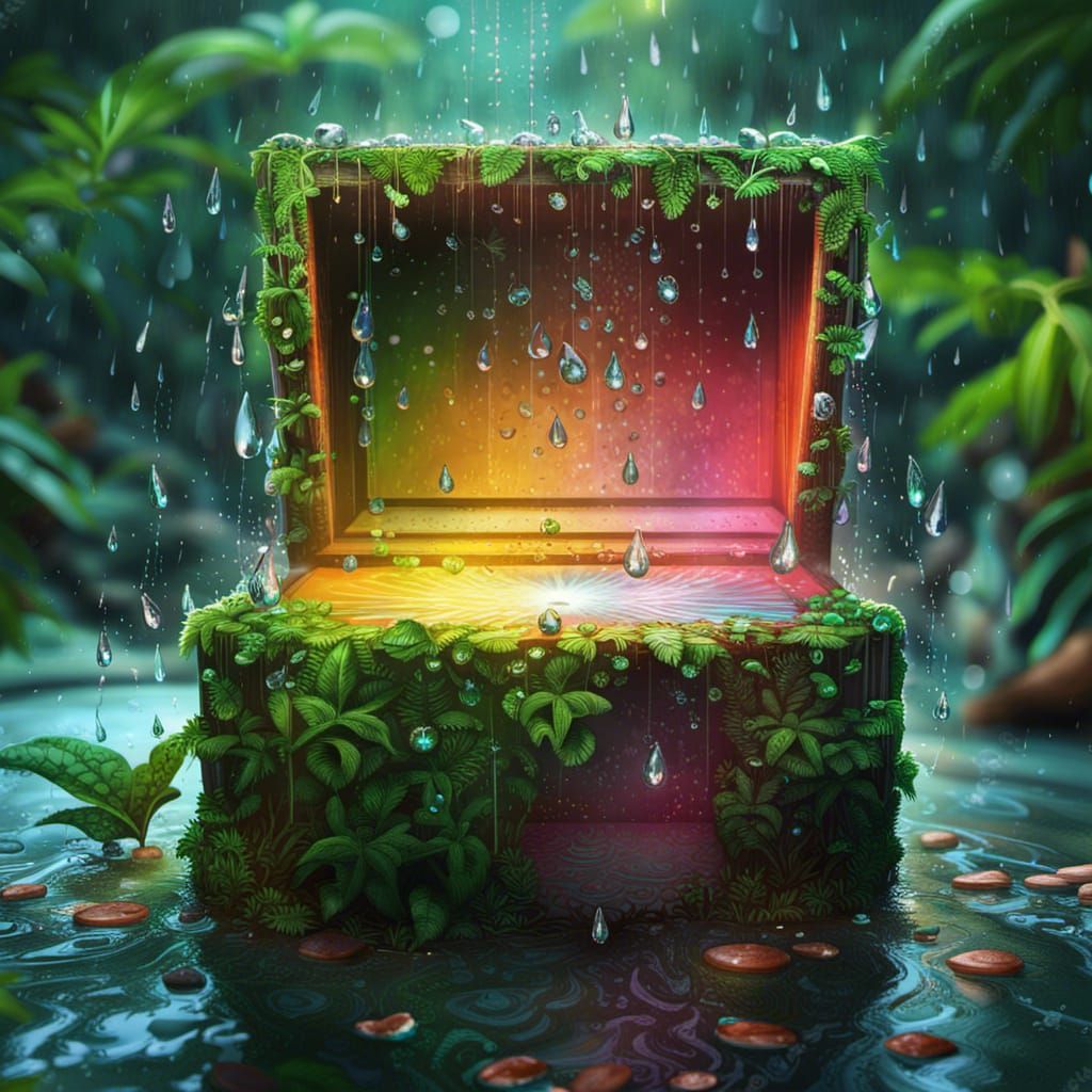 Aspirin Box in Rainforest: Hyperrealistic Splash Art