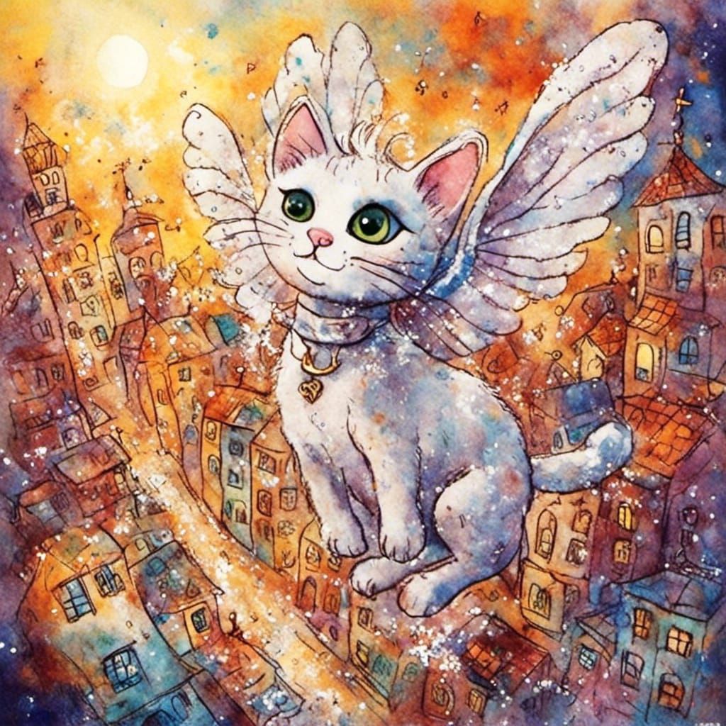 a cat with angel wings