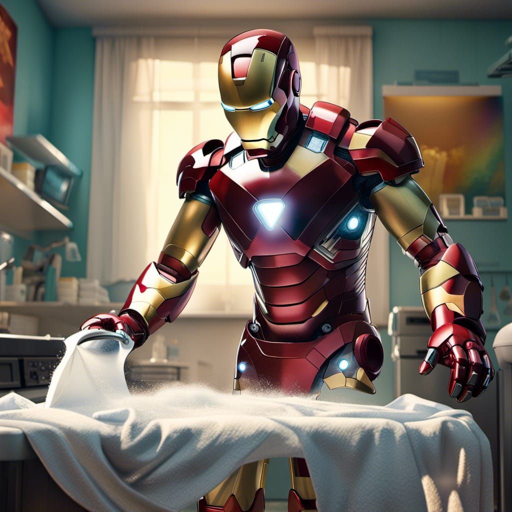 Hyperrealistic Iron Man Does Laundry