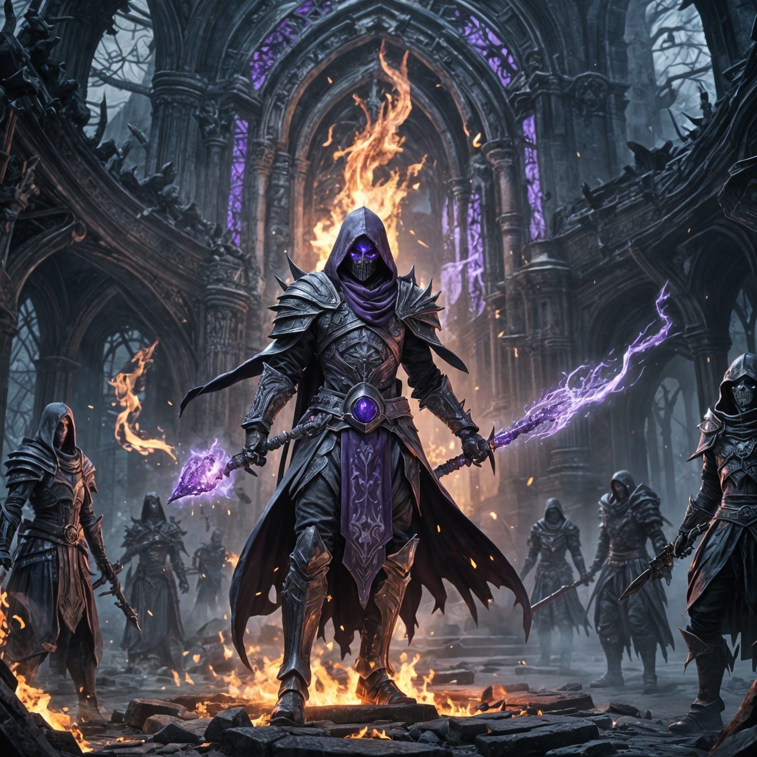 Necromancer Conjures Magic Fire in 3D Anime Art