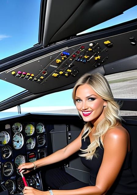 Blonde Pilot in Indy Racer Cockpit, Fantasy Art