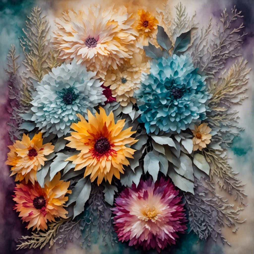 Enigmatic Winter Flower Watercolor in Vibrant Hues
