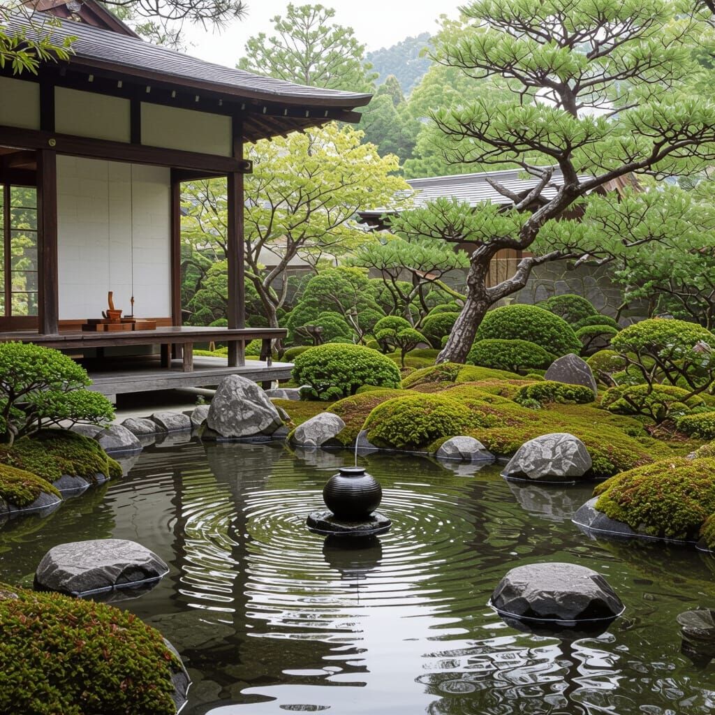 Minimalist Japanese Garden in Inksplash Style