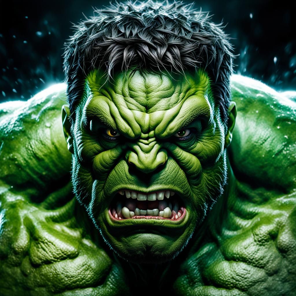Enraged Hulk Portrait with Magical Energy