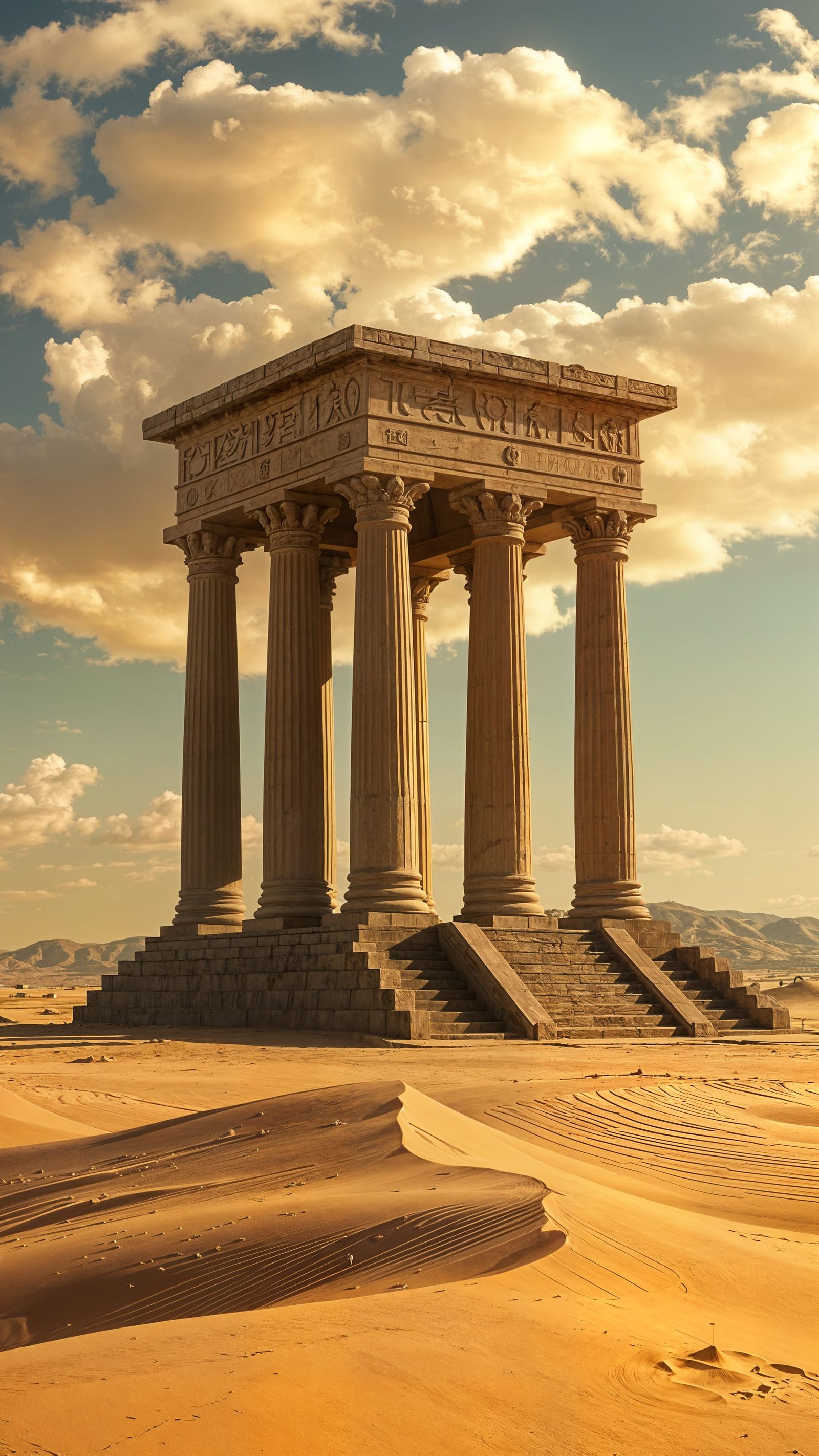 Geometric Futuristic Structure in Neon Lights