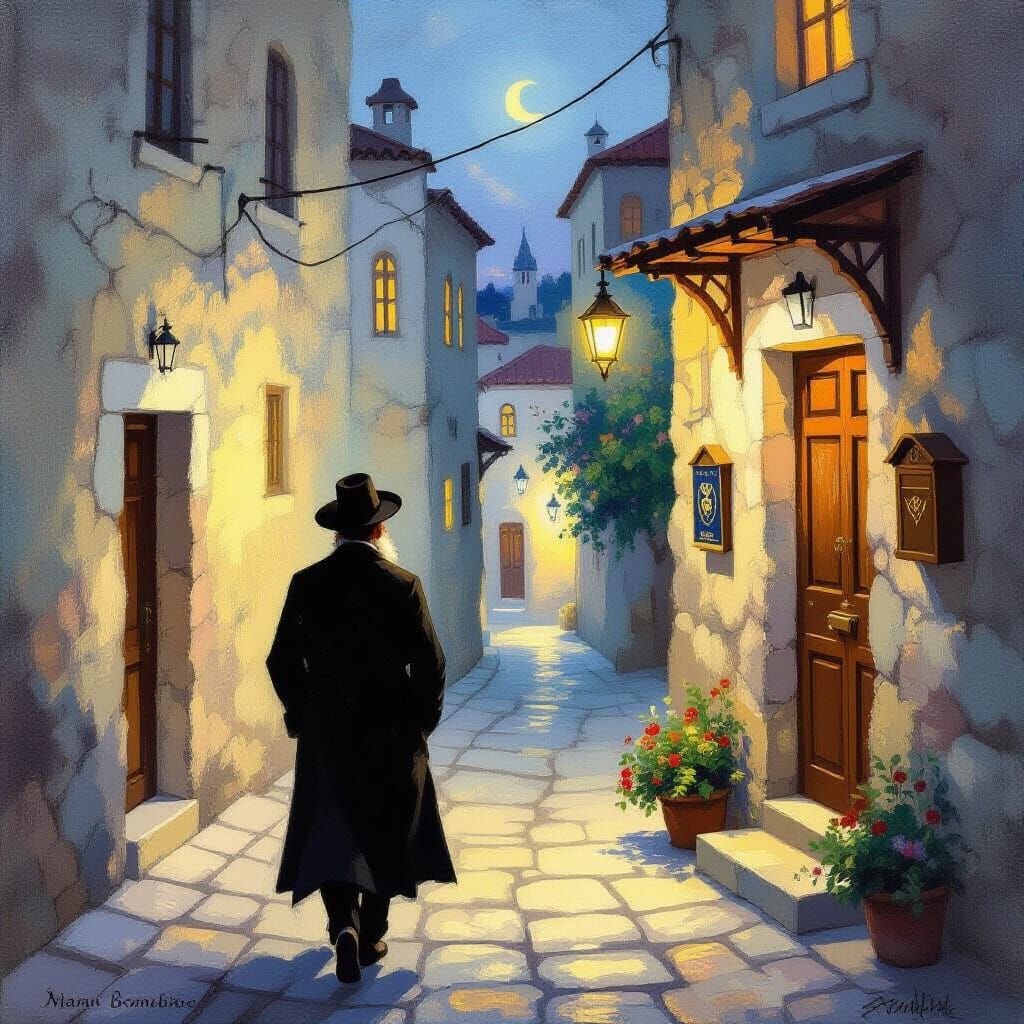 Jerusalem Dusk: A Spiritual Return in Art Nouveau Style
