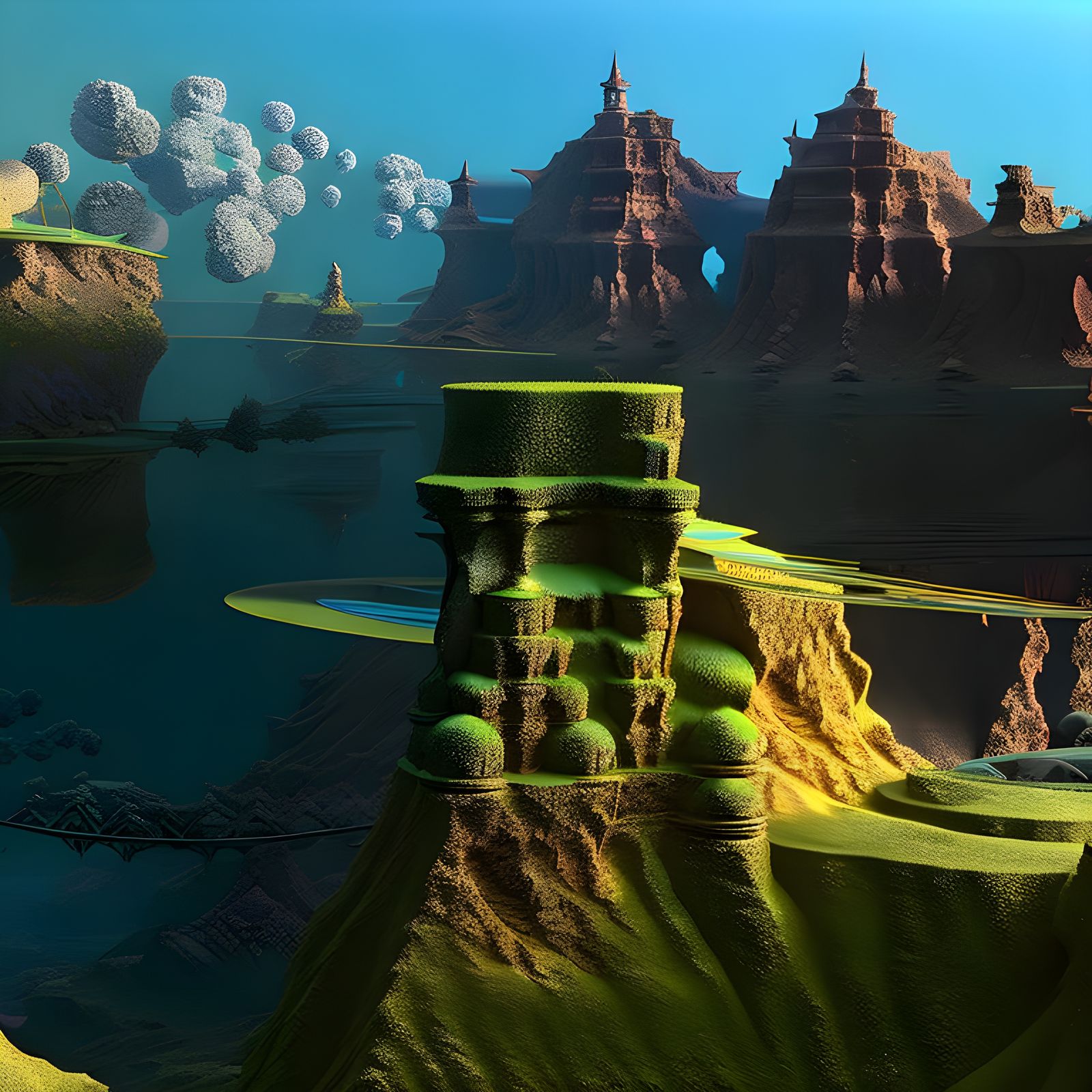 Recursive Fractal Landscape in Hyperdetailed Rendering