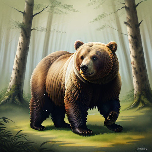 Whimsical Bear in a Forest Glade