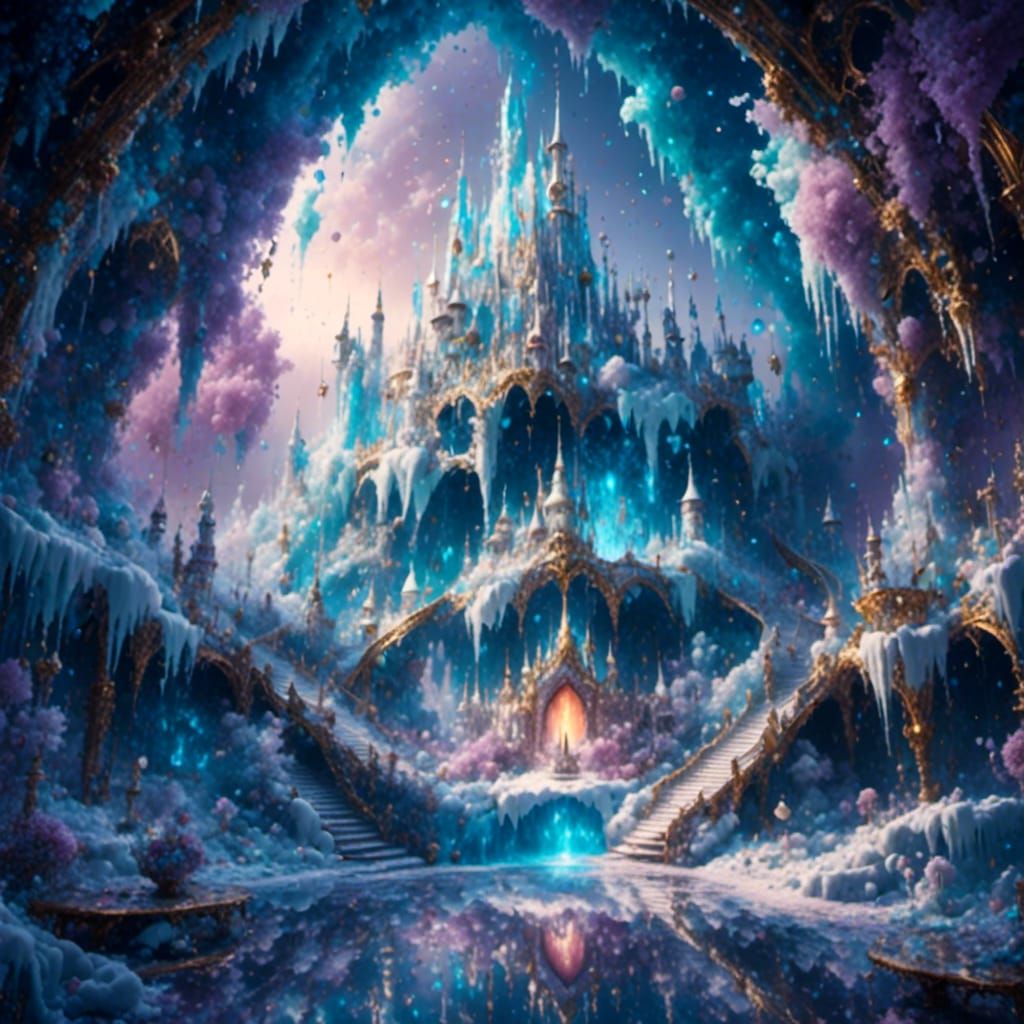 Glittering Crystal Rain Inside Ice Castle