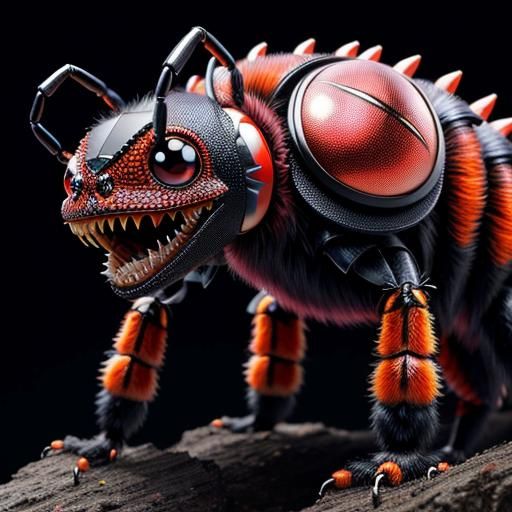 Furry Insect Monster in Surreal Oil Painting