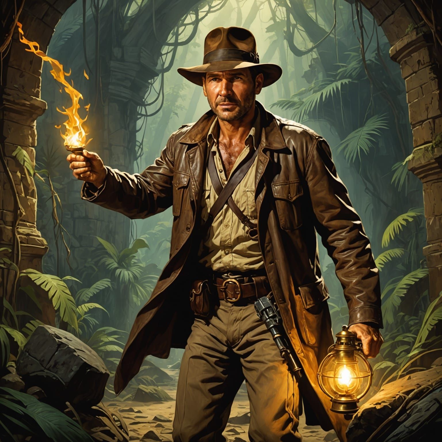 Indiana Jones Horror in Gustave Doré Style