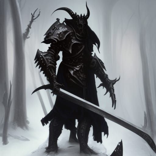 Gothic Demon Lord in Snowy Forest