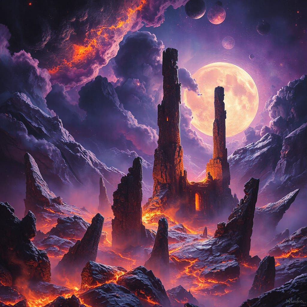 Surreal Lost Civilization in Cosmic Digital Painting