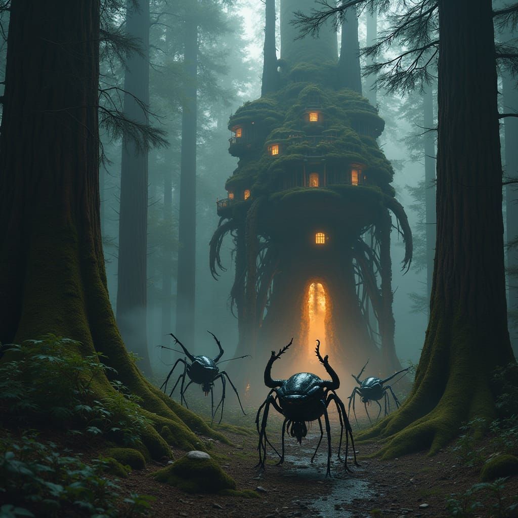 Ethereal Encounter in a Primeval Redwood Realm