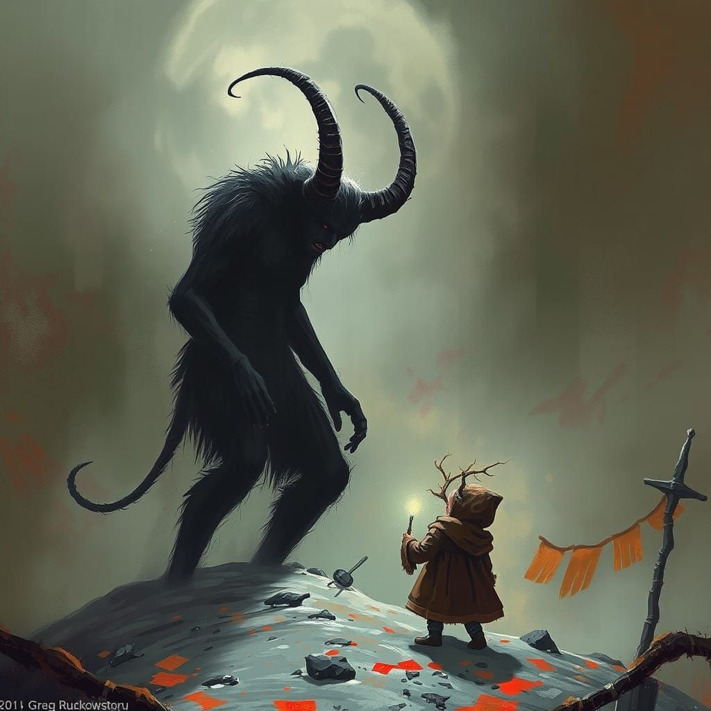 Krampus Wields Sinister Power Over a Frightened Child