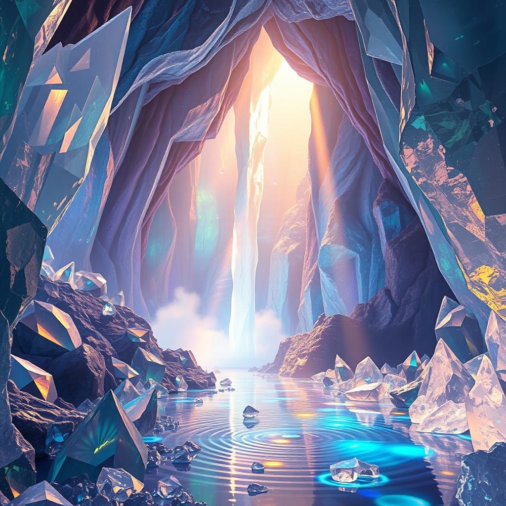 Crystal Caverns in Vibrant Iridescent Hues