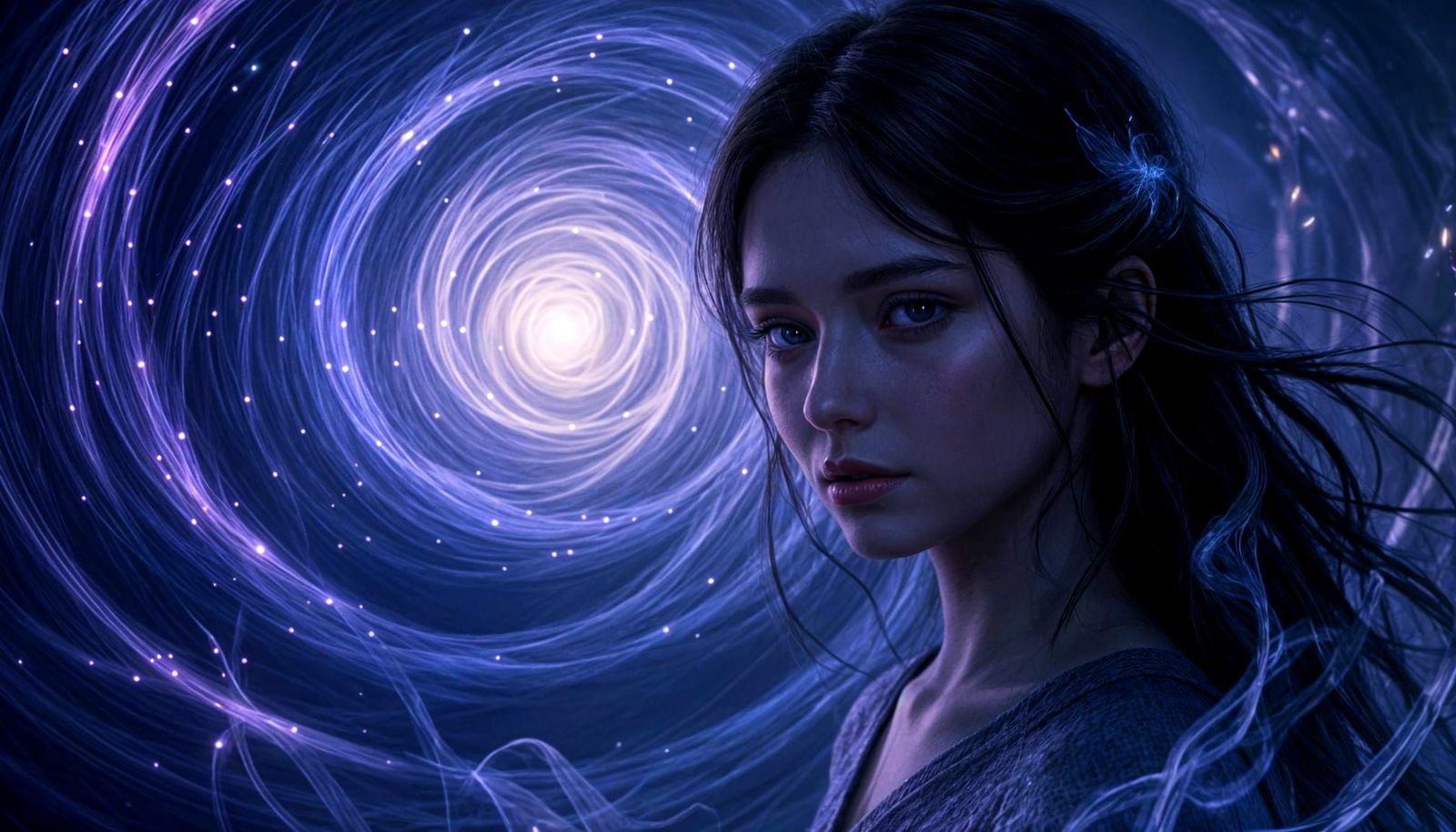 Mystical Girl in Ethereal Otherworldly Landscape