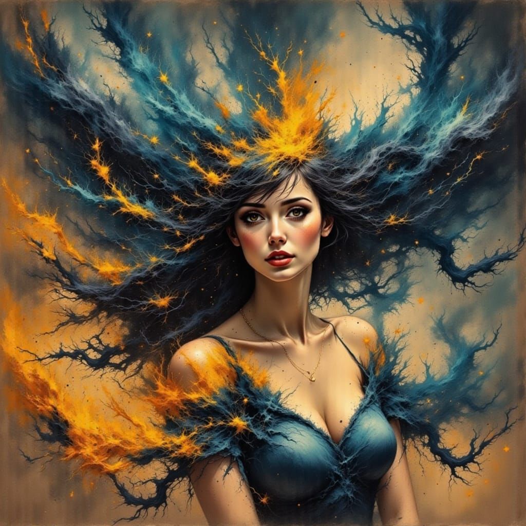 Charcoal Impressionist Portrait in Deep Emotion