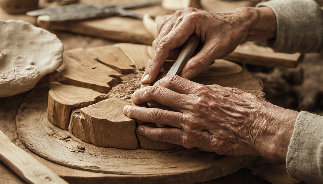 Elegant Craftsman at Work in a Serene Workshop