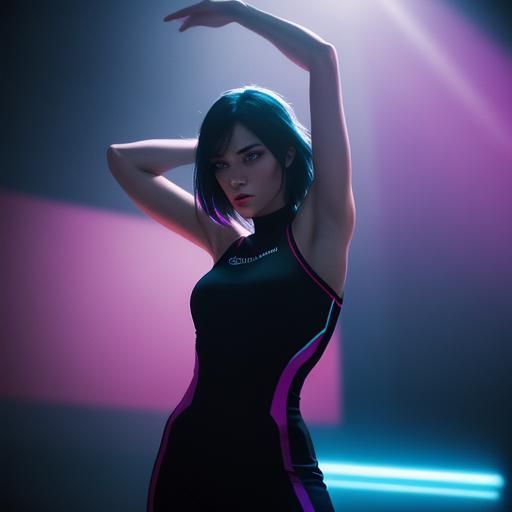 Cinematic Film Still: Woman Stretching in Dance Studio