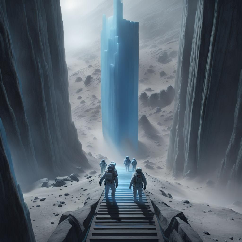 Astronauts Discover Luminescent Door on Barren Planet