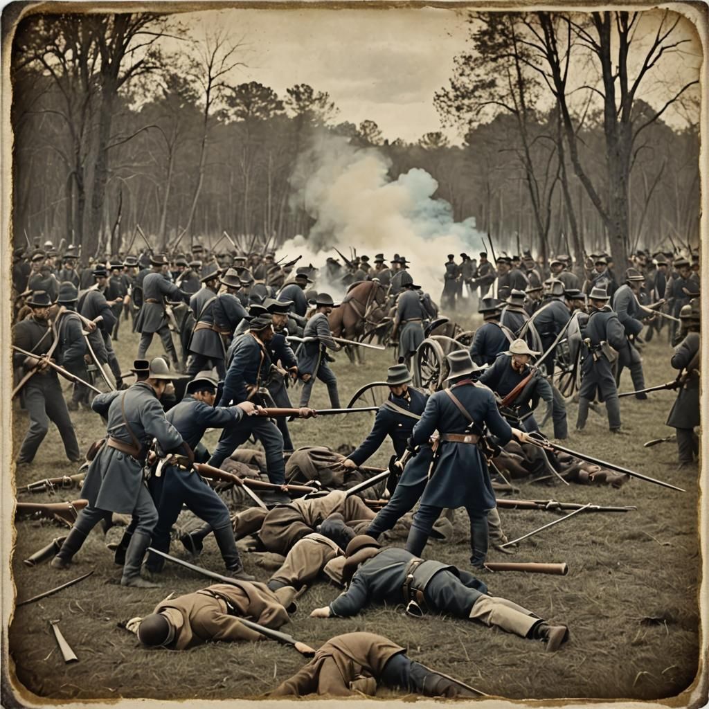 Civil War Reenactment in Vintage Instant Photo Style