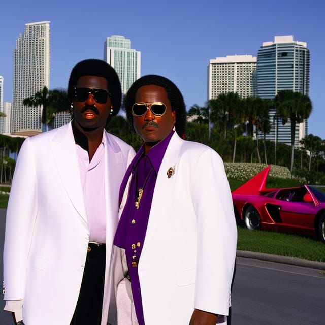 Miami Vice Duo in 1980s Style