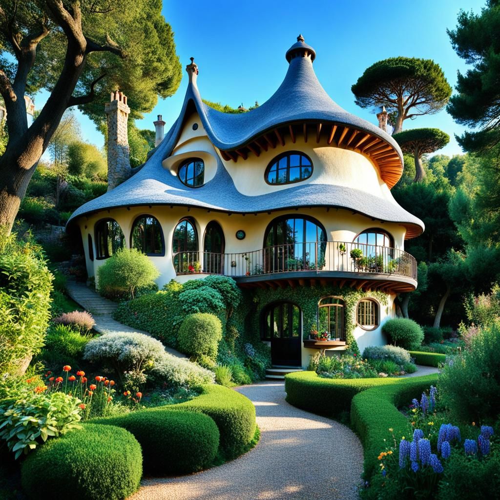 Fantasy Cottage via Gaudi & Ghibli