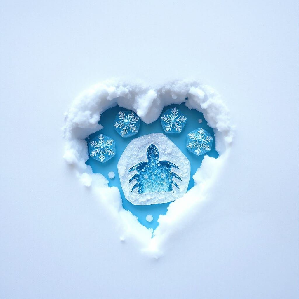 Kitten Paw Heart in Snow - Lyrical Abstract Comic Art
