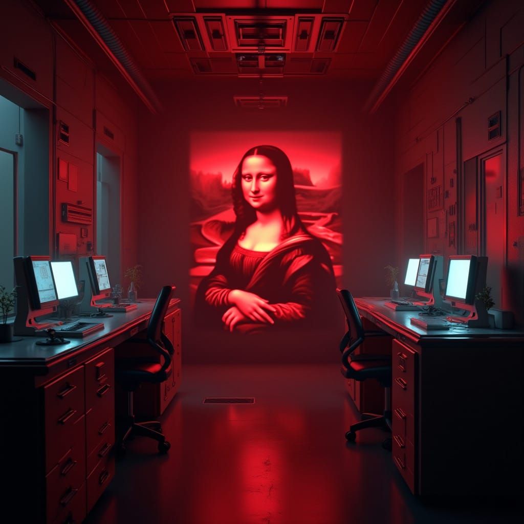 Mona Lisa in a Neon-Lit Science Laboratory