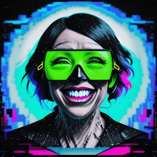 Glitch Art Portrait: Melting Face in TV Snow