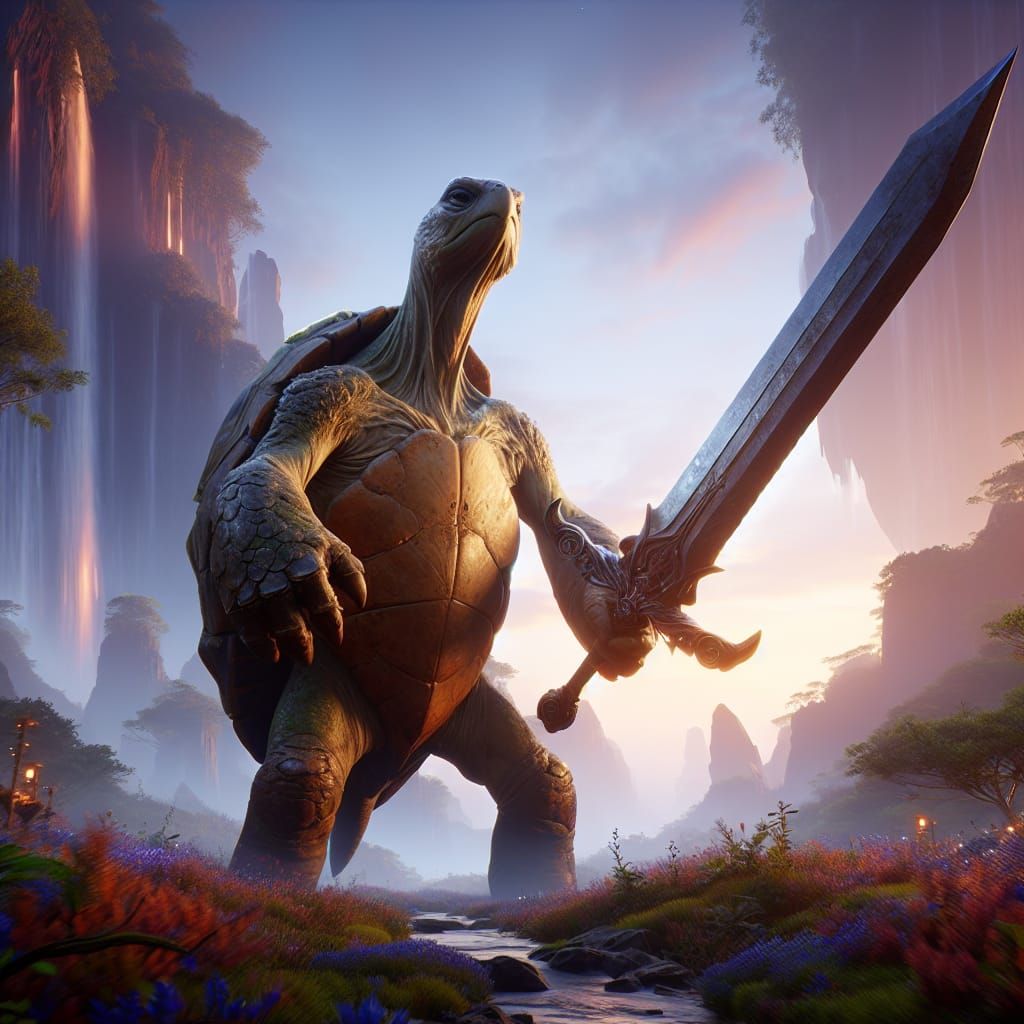 Humanoid Turtle Warrior with Great Sword