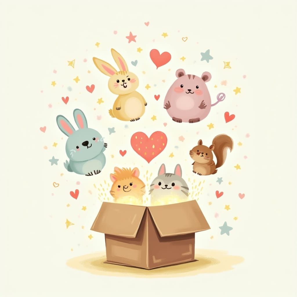 Whimsical Empathy Box Illustration in Pastel Colors