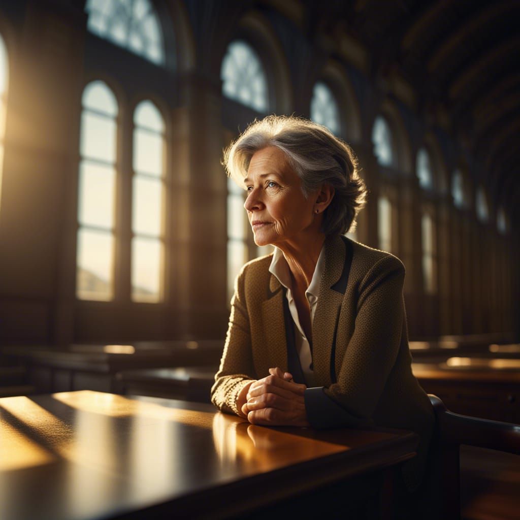 Woman in Library: Hyperdetailed Digital Portrait