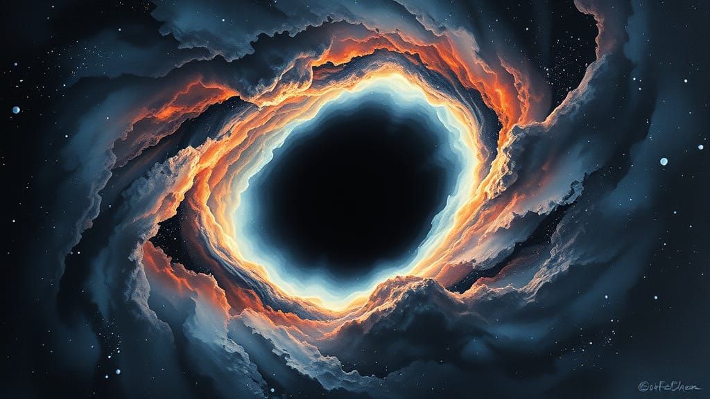 Ethereal Black Hole in Whimsical Watercolor