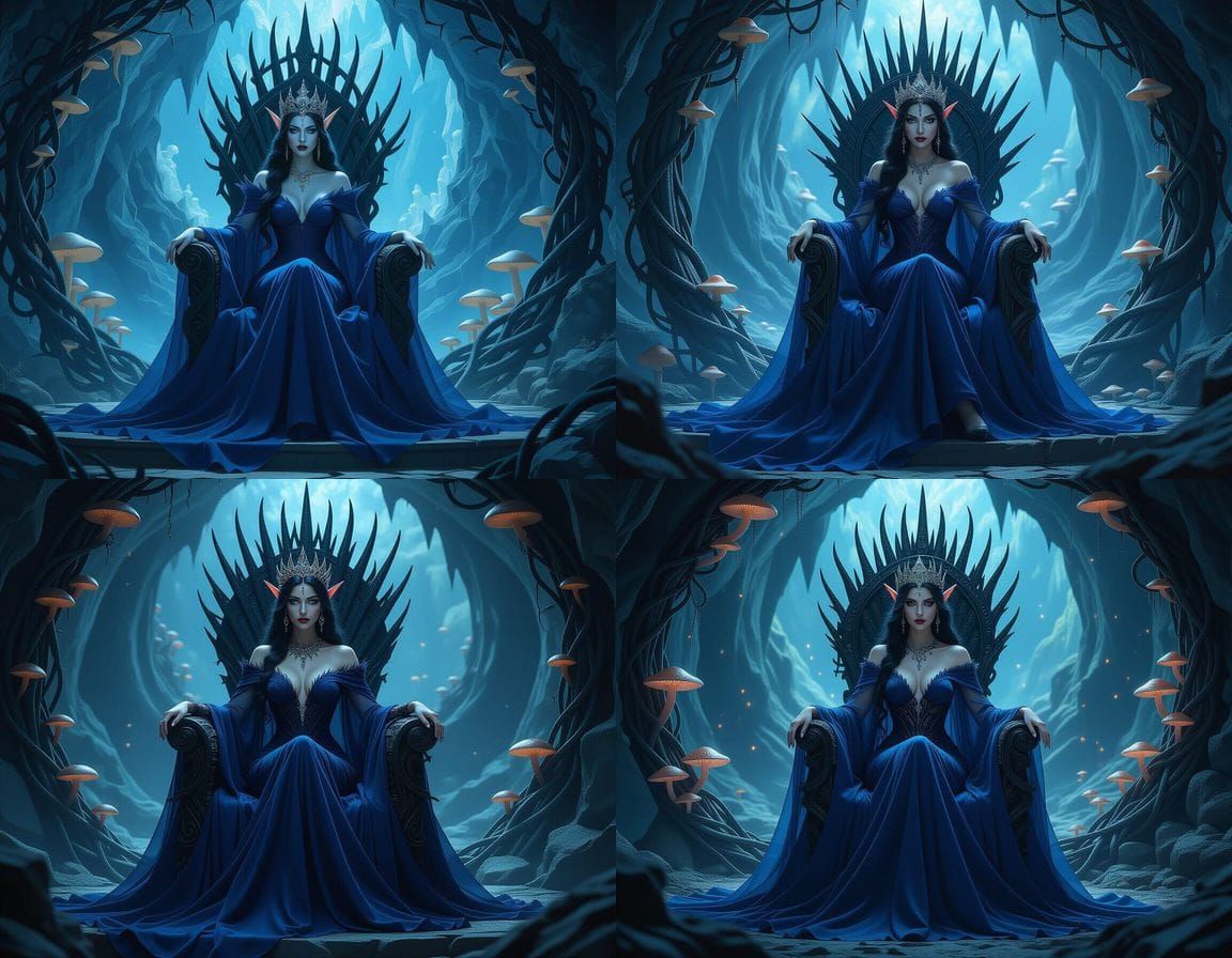 Dark Elf Queen on Obsidian Throne