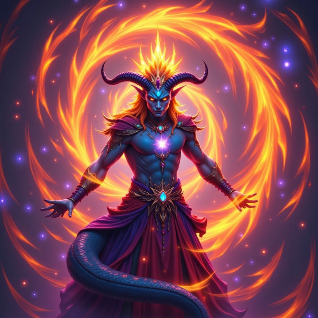 Tiefling Dragon Prince with Fiery Gemstone