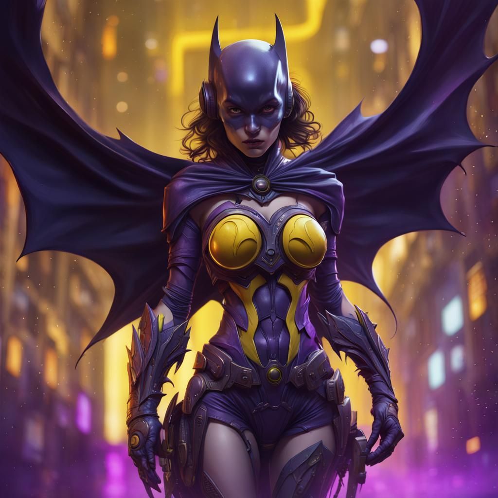 Hyperdetailed Alien Batwoman in Dark Fantasy Style